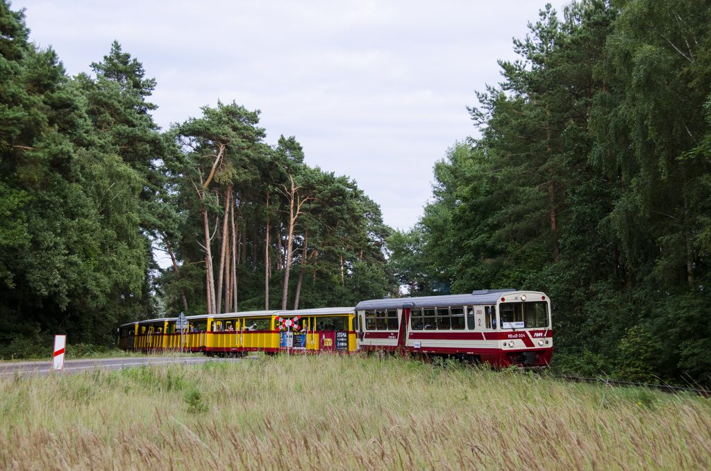 MBxd2-304 z pociągiem osobowym do Jantaru wyjeżdża ze Stegny. Fot. Przemysław Strzyżewski.